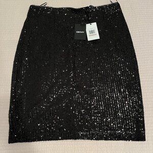 DKNY black sequined skirt
